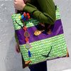 Green African Style Batik print bag with Thai detailing