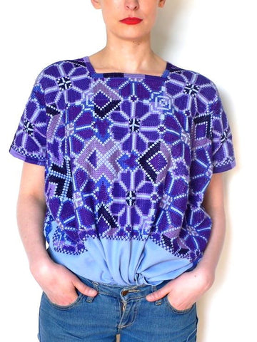 Purple cross stitch blouse top Purple cross stitch blouse top