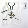 White traditional Ethiopian tunic with multicolored cross embroidered motif