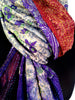 Purple/Red/Green Flower Sari Vintage Scarf