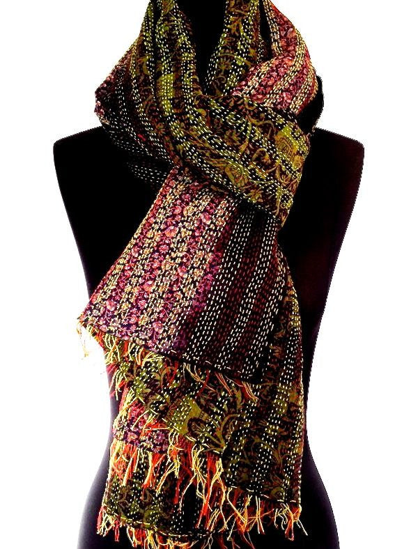 Brown ,Burgundy ,Yellow ,Red Vintage Scarf – FTWWL