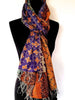 Purple  Orange Sari Vintage Scarf