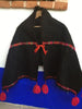 Black woolen Blanket/shawl &Pink pompom tassels