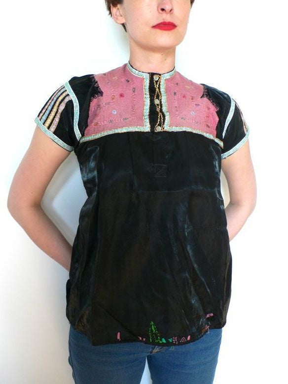 Black vintage satin blouse – FTWWL