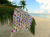 White Sarong with multicolor fish print from Maldive Islands