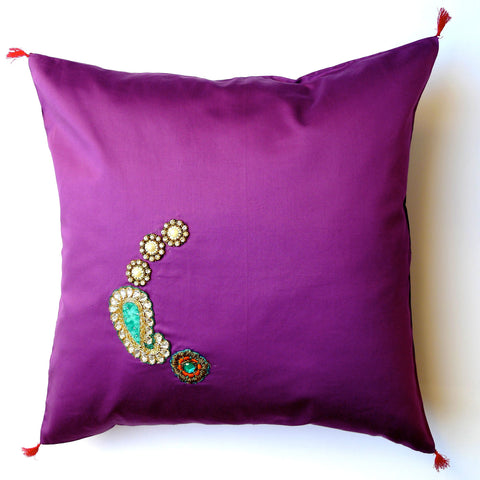 Purple/Swarovski elements cushion