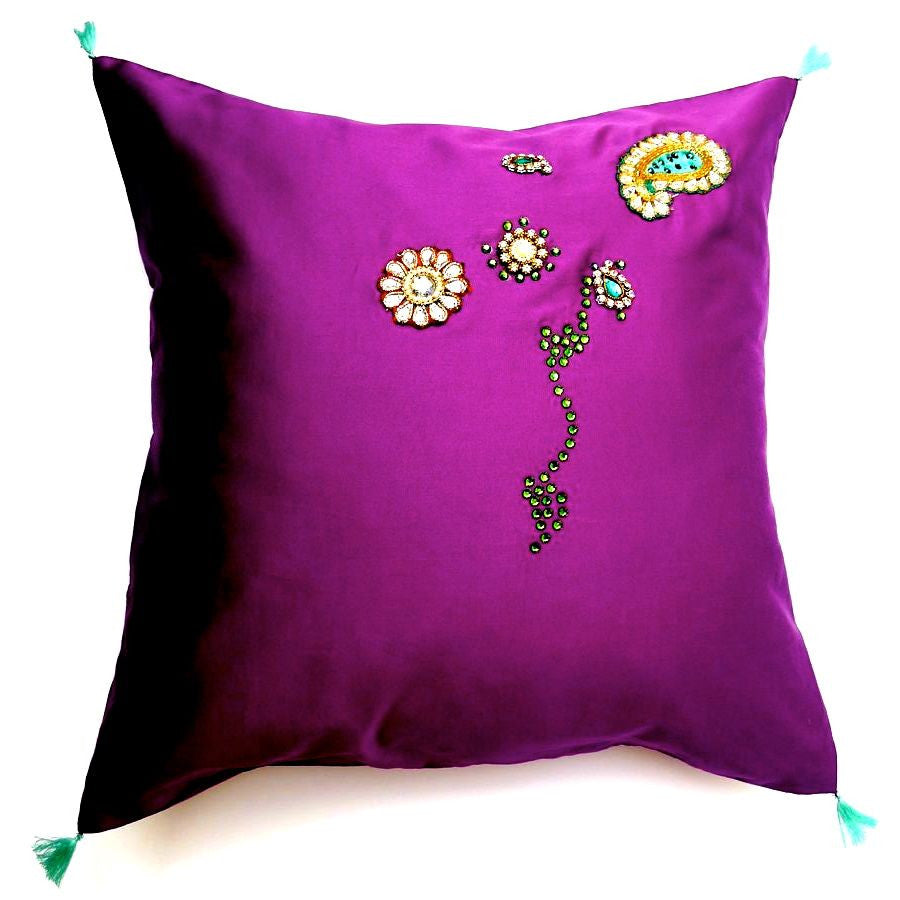 Purple/Swarovski elements cushion