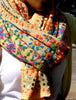 Yellow,Orange,green.. scarf with Traditional Indian embroidery