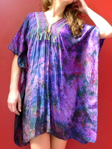 Kaftan style tunic dress with hand embroidery