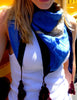 Blue  silk scarf with Tassels