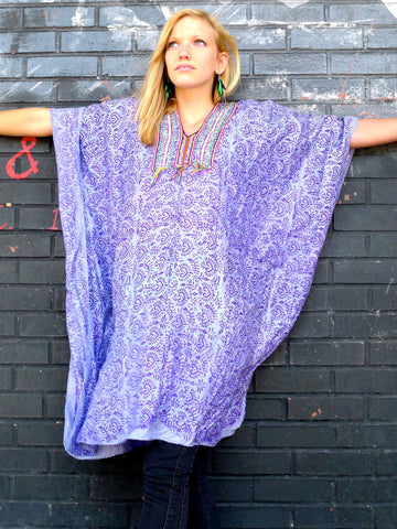 Kaftan style tunic dress with hand embroidery