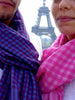 Pink Vichy check cashmere scarf