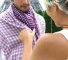 Pink Vichy check cashmere scarf