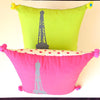 Pink or green Eiffel Tower print cushion