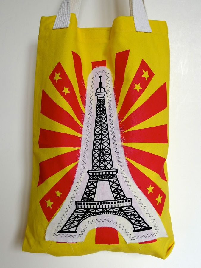 Yellow or black Eiffel tower cotton bags
