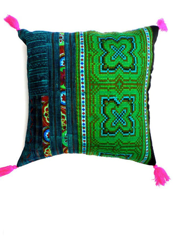 Green Vintage Patchwork Cushion