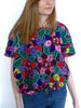 Pink Red Blue Multicolored cross stitch blouse top