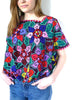 Pink Red Blue Multicolored cross stitch blouse top