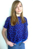 Blue/Purple cross stitch blouse top