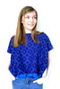 Blue/Purple cross stitch blouse top