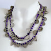 Purple and silver long pendant necklace