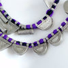 Purple and silver long pendant necklace