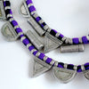 Purple and silver long pendant necklace