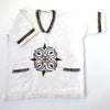 White traditional Ethiopian tunic with multicolored cross embroidered motif