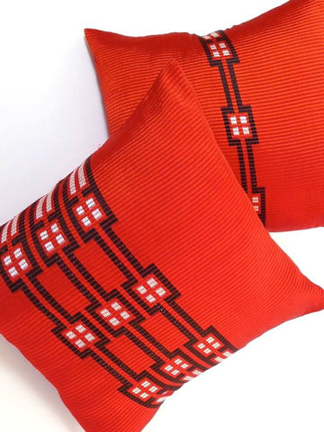 Red, Ethiopian handwoven cushion