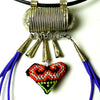 Ethiopian metal trinket necklace with embroidered heart