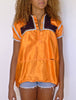 Traditional vintage Orange satin blouse