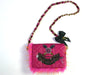 Raspberry pink embellished chain handbag