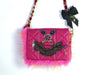 Raspberry pink embellished chain handbag