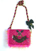 Raspberry pink embellished chain handbag