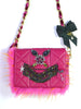 Raspberry pink embellished chain handbag