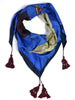 Blue  silk scarf with Tassels