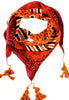 Orange Silk Scarf with Tassels