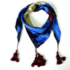 Blue  silk scarf with Tassels