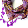 Purple/Pink Silk Scarf with Tassels