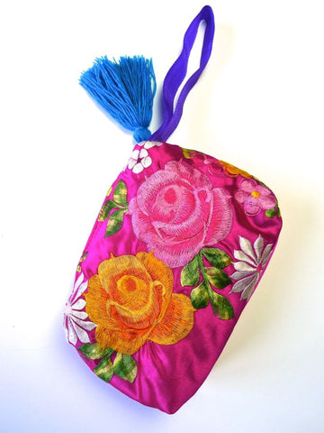 Pink Floral embroidered purse