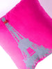Pink or green Eiffel Tower print cushion