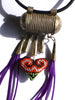 Ethiopian metal trinket necklace with embroidered heart