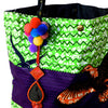 Green African Style Batik print bag with Thai detailing
