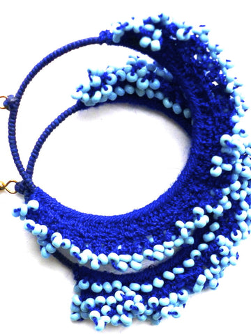 Blue crochet earrings