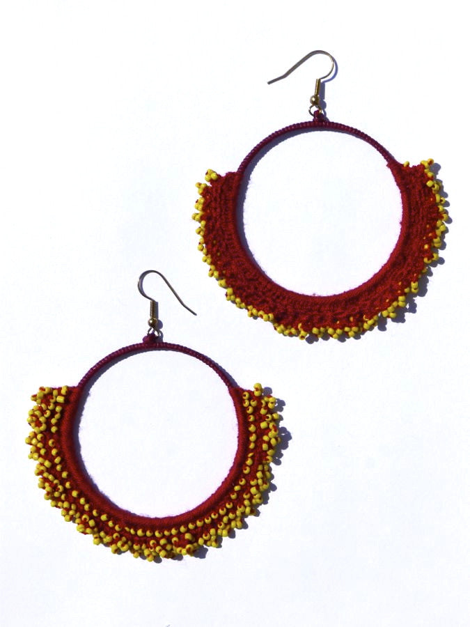 Brown/Yellow crochet earrings