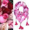 Pink silk scarf with Tassels